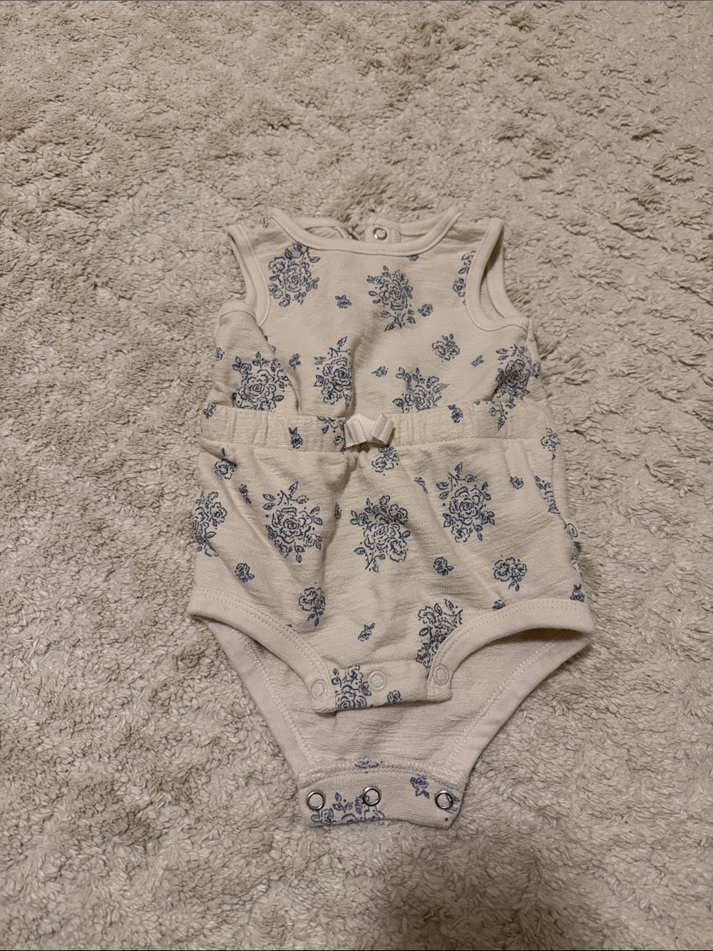 Cream Floral Baby One-Piece Romper